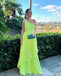 Elegant Green A-line One Shoulder Long Party Prom Dresses Ideas,Evening Gowns,13766