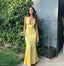 Sexy Yellow Mermaid Halter V-neck Long Party Prom Dresses Ideas,Evening Gowns,13738