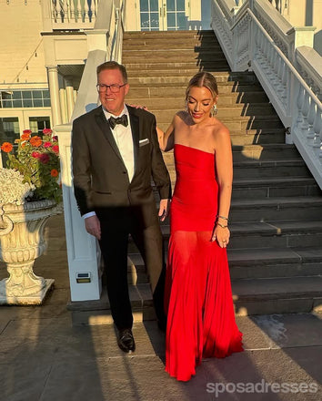 Sexy Red Mermaid Strapless Long Party Prom Dresses Ideas,Evening Gowns,13801