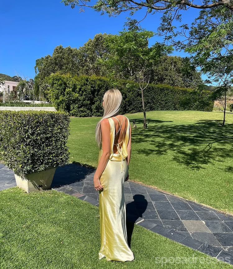 Sexy Yellow Mermaid Backless Long Party Prom Dresses Ideas,Evening Gowns,13878