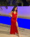 Sexy Red Mermaid Side Slit Long Party Prom Dresses Ideas,Evening Gowns,13831