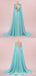 Elegant Blue A-line Long Sleeves Maxi Long Party Prom Dresses,Evening Dress,13529