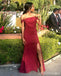 Elegant Red Mermaid Off Shoulder Maxi Long Bridesmaid Dresses For Wedding Party,WG1853