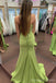 Sexy Green Mermaid Spaghetti Straps Side Slit Long Party Prom Dresses,Evening Dress,13401