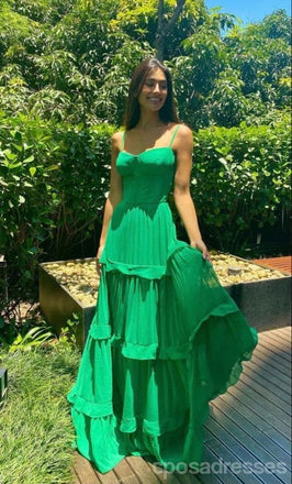 Sexy Green A-line Spaghetti Straps Maxi Long Party Prom Dresses,Evening Dress,13441