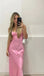 Simple Pink Spaghetti Straps Maxi Long Party Prom Dresses,Evening Dress,13347