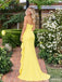 Yellow Strapless Ruffle Side Long Maxi Dress PD26027