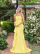 Yellow Strapless Ruffle Side Long Maxi Dress PD26027