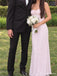 Blush Pink Lace Ruched Bust Spaghetti Straps Long Maxi Dress PD26030