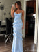 Light Blue Tiered Ruffle Open Tie Back Long Maxi Dress PD26032