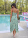 Sage Green Sequin Asymmetrical Handkerchief Hem Midi Dress PD26035