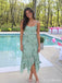 Sage Green Sequin Asymmetrical Handkerchief Hem Midi Dress PD26035