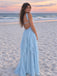 Light Blue Chiffon Prom Dress with Starfish Detail & Ruffles | PD26044