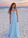 Light Blue Chiffon Prom Dress with Starfish Detail & Ruffles | PD26044