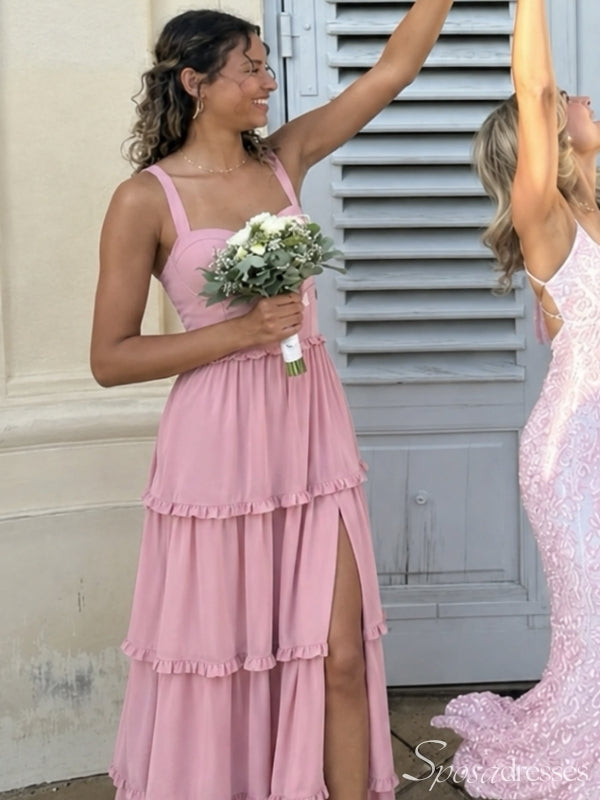 Tiered Ruffle Lace-Up Back Long Prom Dress PD26047