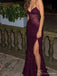Plum Lace Corset Prom Dress with Slit & Lace-Up Back PD26050