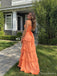 Orange Tiered Ruffle Prom Dress with Lace-Up Back PD26059