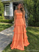 Orange Tiered Ruffle Prom Dress with Lace-Up Back PD26059