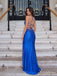 Royal Blue Sweetheart Corset Lace-Up Back Long Prom Dress with Slit PD26076
