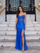 Royal Blue Sweetheart Corset Lace-Up Back Long Prom Dress with Slit PD26076