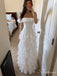 White Off-the-Shoulder Ruffle A-Line Long Prom Dress PD26078