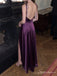 Plum Purple Cowl Neck Tie-Strap A-Line Long Prom Dress with Slit PD26080