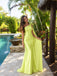 Lime Yellow One-Shoulder Long Prom Dress with Cape Drape PD26092