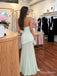Mint Green Strapless Ruched Sheer-Panel Long Prom Dress PD26096
