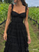 Black Lace Sweetheart Corset Tiered Midi Prom Dress PD26100