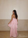 Light Pink Spaghetti Strap Tiered Ruffle Long Prom Dress PD26106