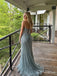 Sage Green Strapless Beaded Prom Dress with High Slit PD26122