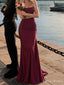 Burgundy Lace Bodice Ruched Mermaid Prom Dress with Lace-Up Back PD26123