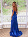 Royal Blue Strapless Ruched Drop-Waist Prom Dress with Slit PD26128