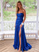 Royal Blue Strapless Ruched Drop-Waist Prom Dress with Slit PD26128