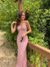 Blush Pink Lace Trim Sparkly Prom Dress with Low V-Back PD26132