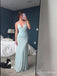 Light Mint Green V-Neck Ruched Prom Dress with Low Back PD26133