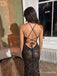 Black Floral Sequin Halter Prom Dress with Slit PD26138
