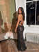 Black Floral Sequin Halter Prom Dress with Slit PD26138