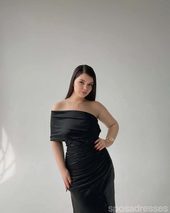 Sexy Black Mermaid One Shoulder Maxi Long Bridesmaid Dresses,Party Dress, WG1905