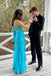 Elegant Blue A-line V-neck Long Party Prom Dresses Ideas,Evening Gowns,13780