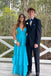 Elegant Blue A-line V-neck Long Party Prom Dresses Ideas,Evening Gowns,13780