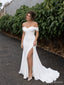 Off-Shoulder Ruched Wedding Dress with Thigh Slit WD26026