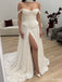 Off-Shoulder Corset Wedding Dress with High Slit WD26031