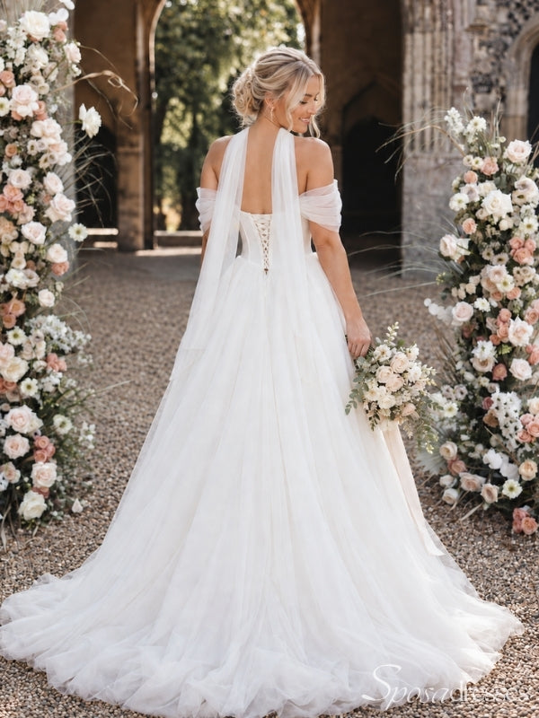 Off-Shoulder Corset Ball Gown Wedding Dress WD26040