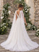 Ivory Sequin Beaded Cape V Neck Tulle A Line Long Wedding Dress WD26046