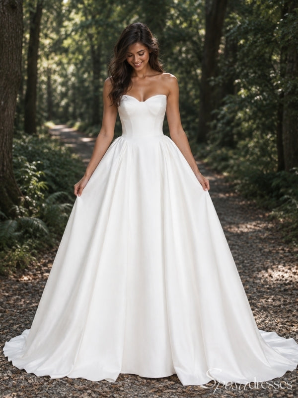Ivory Strapless Sweetheart A-Line Wedding Dress with Train WD26052
