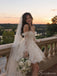Ivory Off-the-Shoulder Long Sleeve Lace Short Wedding Dress WD26053