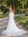 Ivory V-Neck Lace Mermaid Wedding Dress with Lace Train WD26055