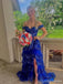 Gorgeous Royal Blue A-line Off Shoulder Long Party Prom Dresses Ideas,Evening Gowns,13734