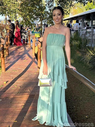 Elegant Blue A-line Strapless Long Party Prom Dresses Ideas,Evening Gowns,13894